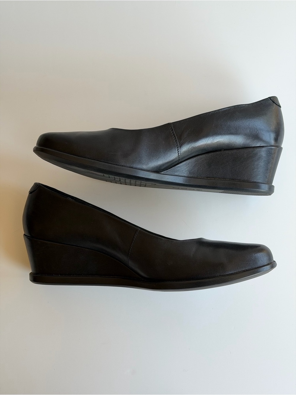 Ecco Shape 45 Wedge Black Leather Pumps Size 7 - Picture 8 of 10